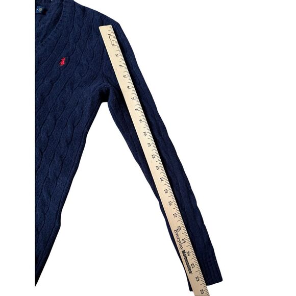 POLO RALPH LAUREN sweater Twist knit wool cashmere V-neck Blue size M - Picture 7 of 10